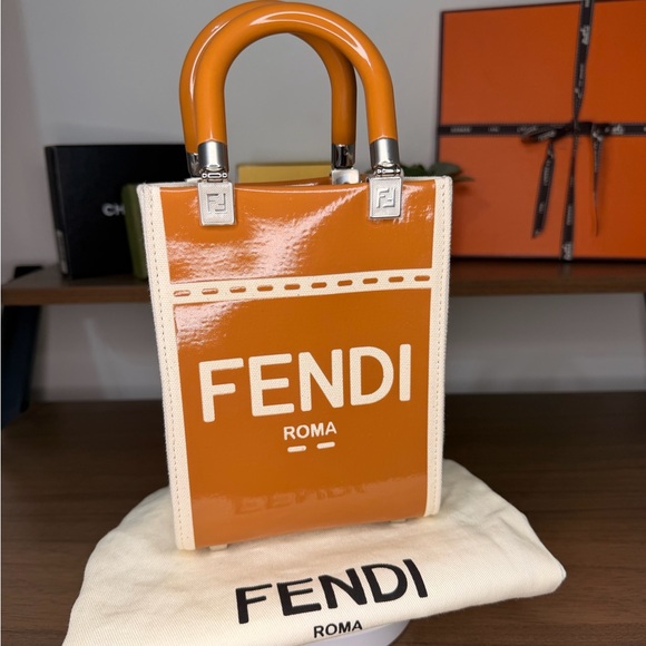 Fendi Handbags - Fendi Sunshine Shopper Tote - Canvas and Leather - W/ Dustbag